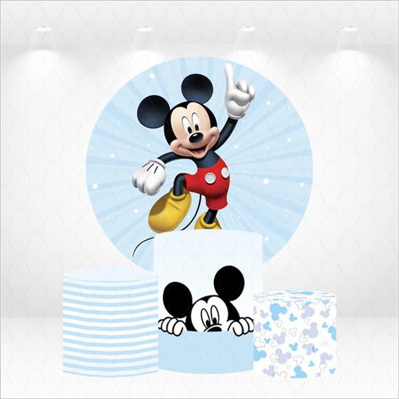 Painel Redondo + Kit de Capas de Cilindros Mickey