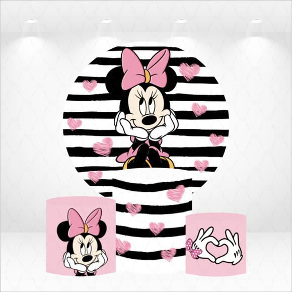 Painel Redondo + Kit de Capas de Cilindros Minnie