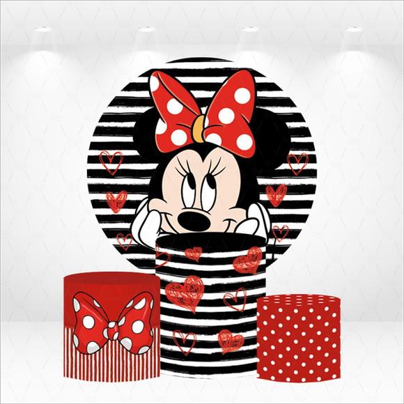 Painel Redondo + Kit de Capas de Cilindros Minnie