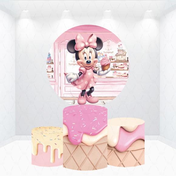 Painel Redondo + Kit de Capas de Cilindros Minnie
