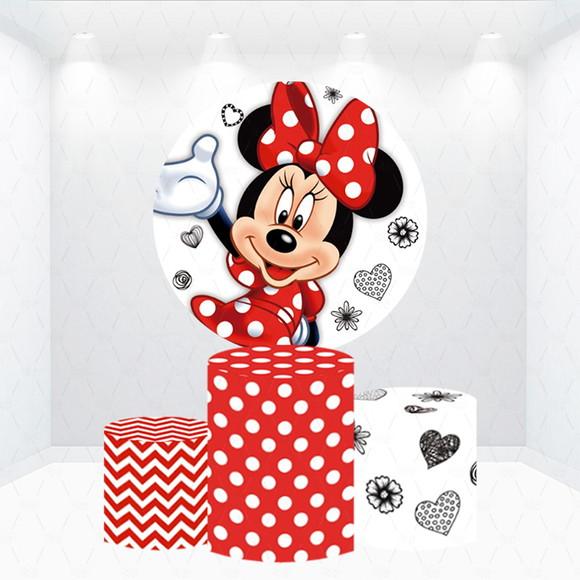 Painel Redondo + Kit de Capas de Cilindros Minnie