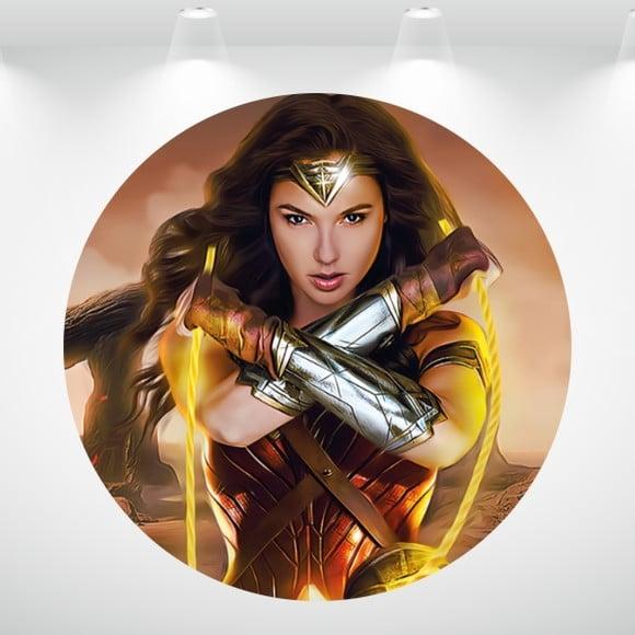 PAINEL REDONDO + KIT DE CAPAS DE CILINDROS MULHER MARAVILHA