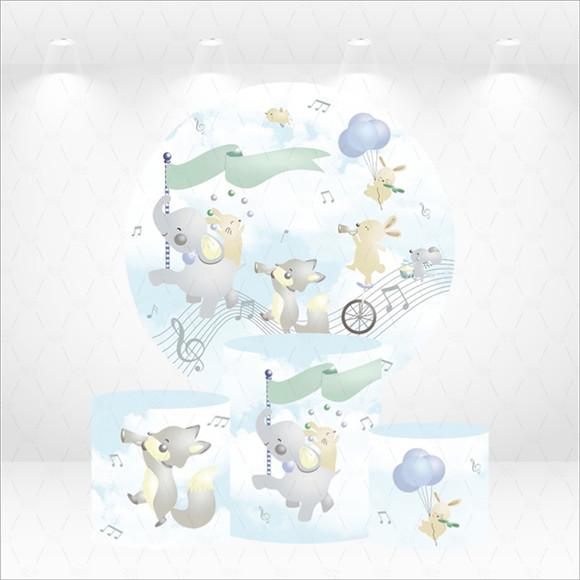 Painel Redondo + Kit de Capas de Cilindros Musical Animal