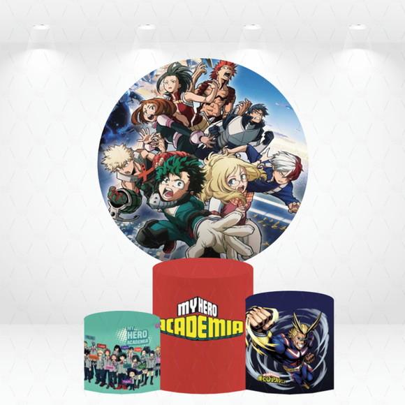 Painel Redondo + Kit de Capas de Cilindros My Hero Academia