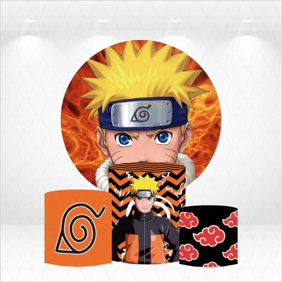 Painel Redondo + Kit de Capas de Cilindros Naruto