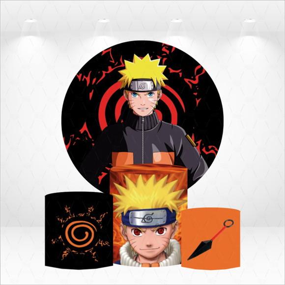 Painel Redondo + Kit de Capas de Cilindros Naruto