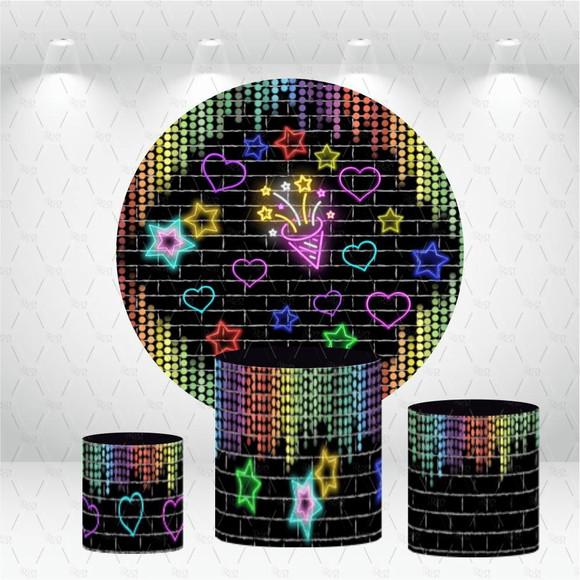 Painel Redondo + Kit De Capas De Cilindros Neon