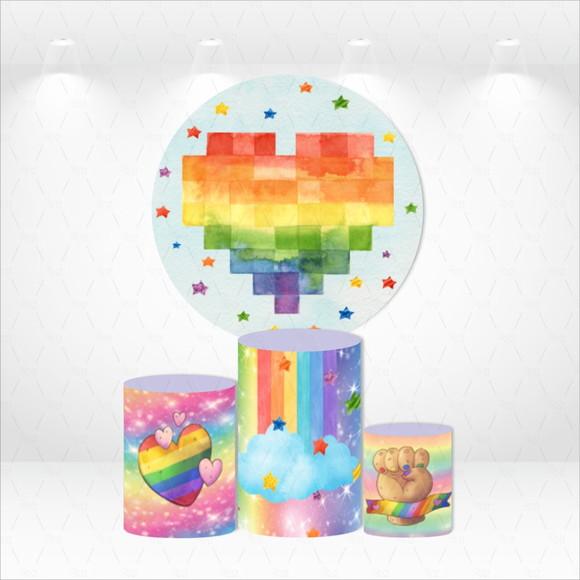 PAINEL REDONDO + KIT DE CAPAS DE CILINDROS ORGULHO LGBT
