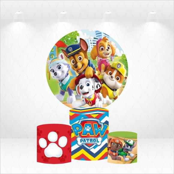 Painel Redondo + Kit de Capas de Cilindros Patrulha Canina