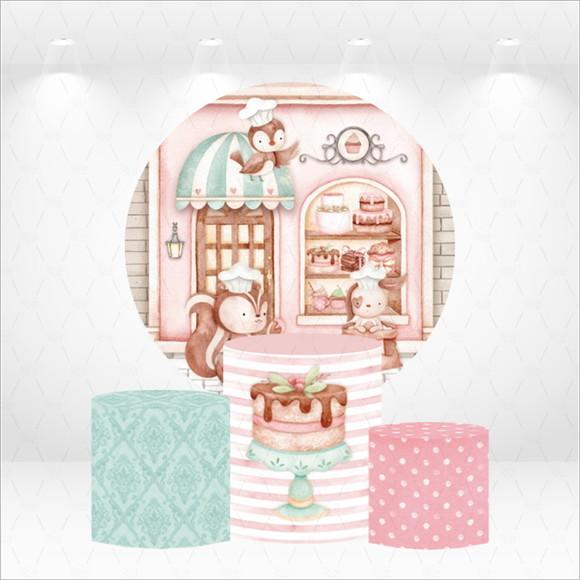 Painel Redondo + Kit de Capas de Cilindros Patisserie