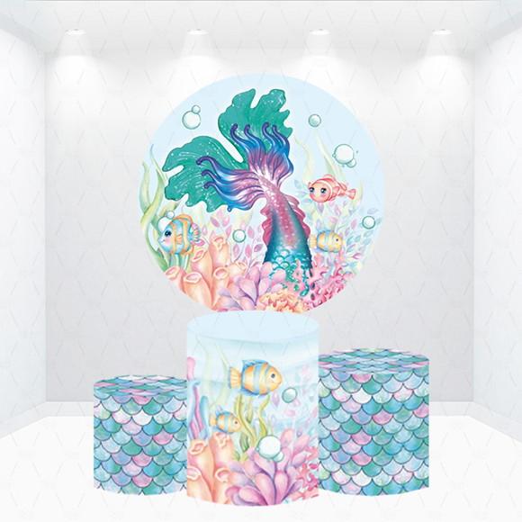 Painel Redondo + Kit de Capas de Cilindros Pequena Sereia