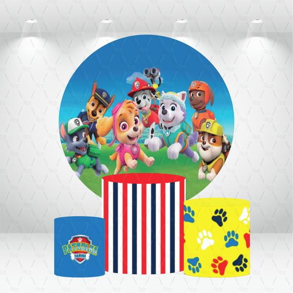 Painel Redondo + Kit De Capas De Cilindros Patrulha Canina