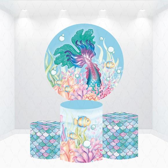Painel Redondo + Kit de Capas de Cilindros Pequena Sereia
