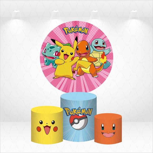 Painel Redondo + Kit de Capas de Cilindros Pokemon