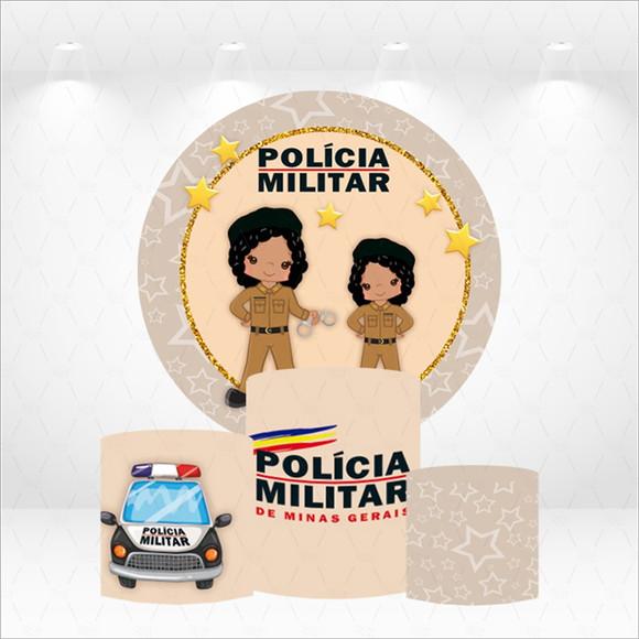 Painel Redondo + Kit de Capas de Cilindros Policial Mg
