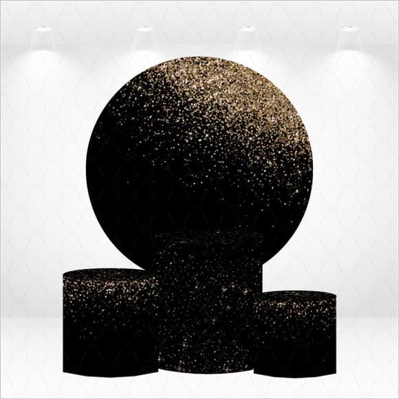 Painel Redondo + Kit de Capas de Cilindros Preto com Glitter
