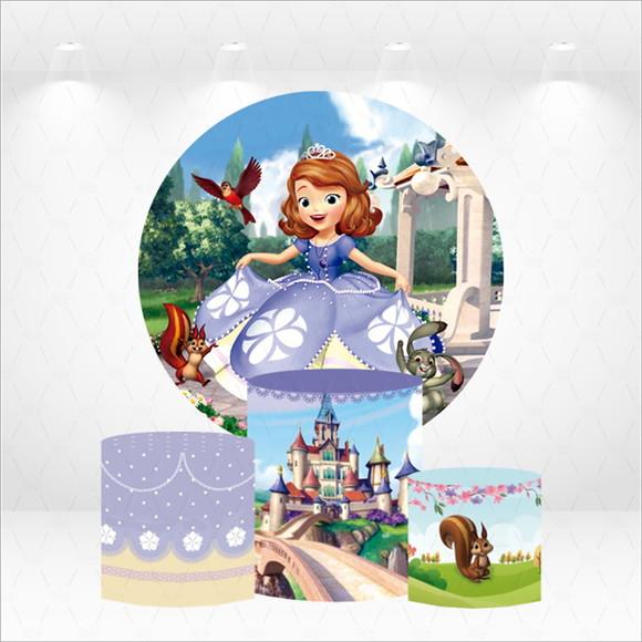 Painel Redondo + Kit de Capas de Cilindros Princesinha Sofia