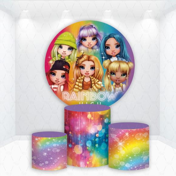Painel Redondo + Kit de Capas de Cilindros Rainbow High