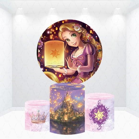 Painel Redondo + Kit de Capas de Cilindros Rapunzel