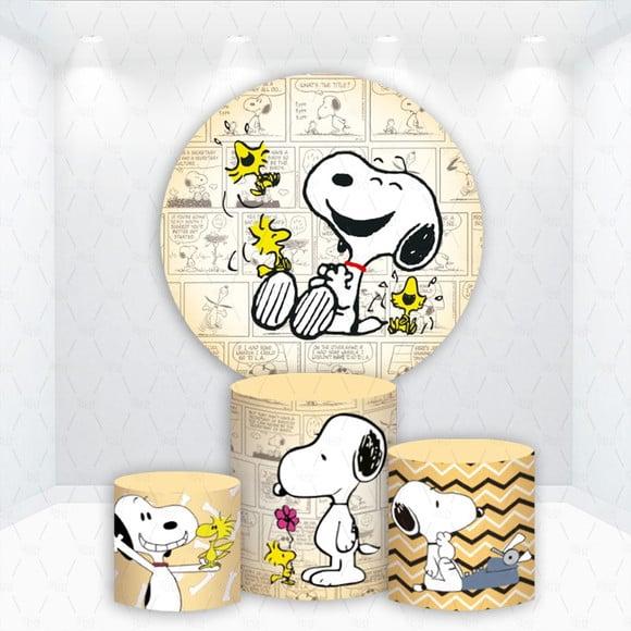 Painel Redondo + Kit de Capas de Cilindros Snoopy