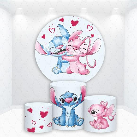 Painel Redondo + Kit de Capas de Cilindros Stitch e Angel