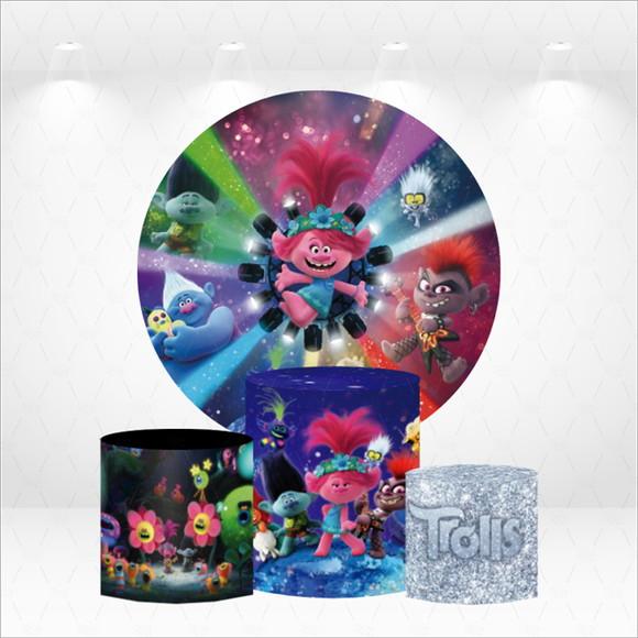 Painel Redondo + Kit de Capas de Cilindros Trolls