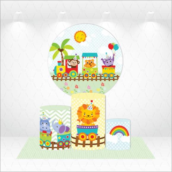 Painel Redondo + Kit de Capas de Cilindros Trem Safari