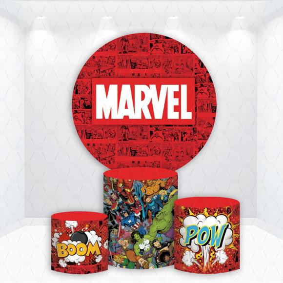 Painel Redondo + Kit de Capas de Cilindros Universo Marvel