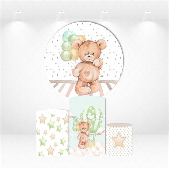 Painel Redondo + Kit de Capas de Cilindros Ursinho