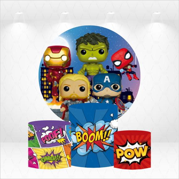 Painel Redondo + Kit de Capas de Cilindros Vingadores