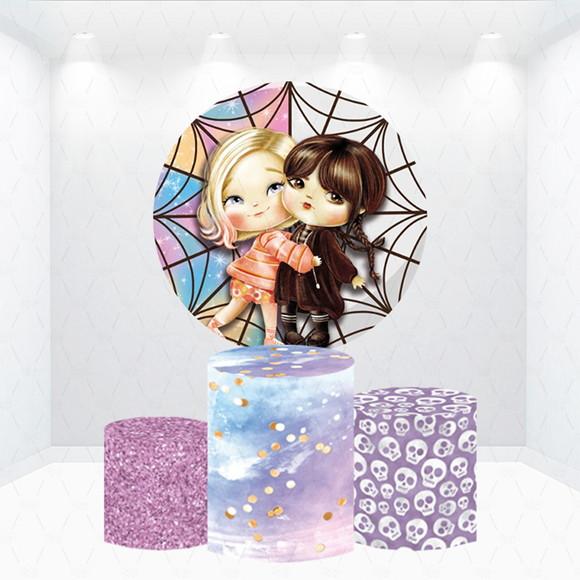 Painel Redondo + Kit de Capas de Cilindros Wandinha