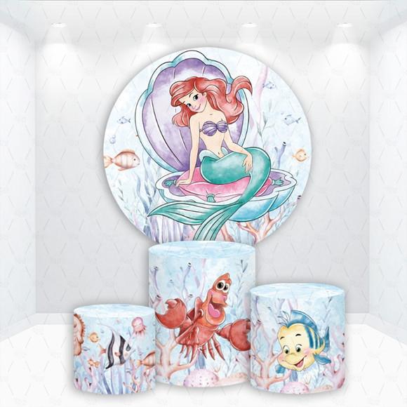 Painel Redondo + Kit de Cilindros Pequena Sereia Ariel