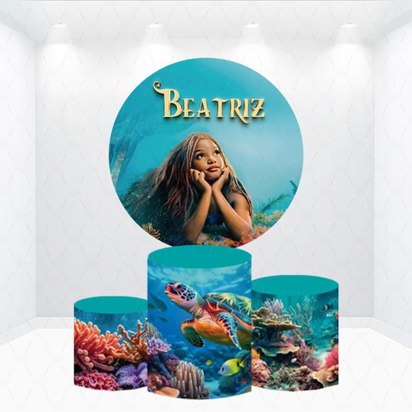 Painel Redondo + Kit de Cilindros Pequena Sereia Ariel