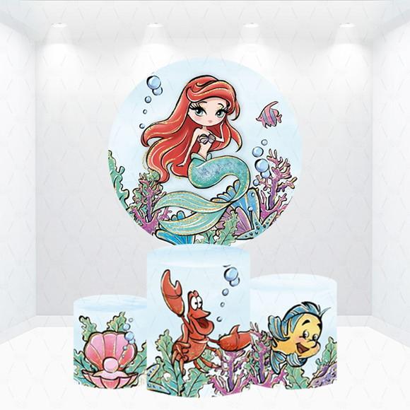 Painel Redondo + Kit de Cilindros Pequena Sereia Ariel