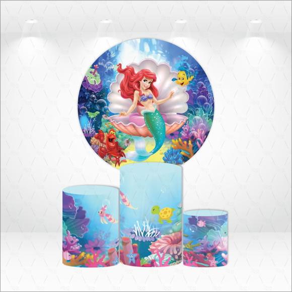 Painel Redondo + Kit de Cilindros Pequena Sereia Ariel