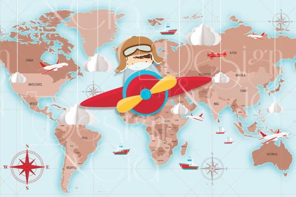 Painel Retangular Aviador Volta ao Mundo 3m x 2m