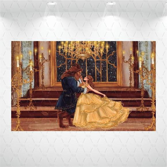 Painel Retangular Bela E A Fera 1m X 1,50m