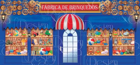 Painel Retangular Fabrica de Brinquedos 6m x 2,8m
