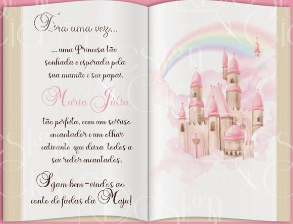 Painel Retangular Livro Princesa com Nome 3m x 2,3m