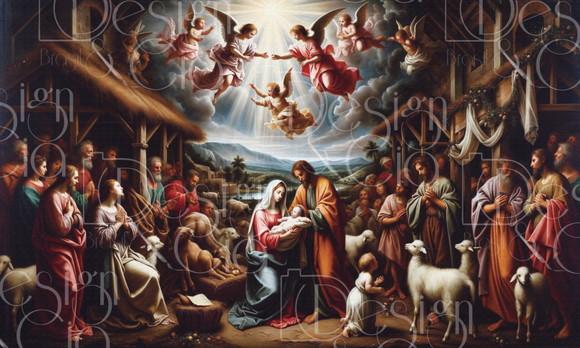 Painel Retangular Presépio Natal 2,5m x 1,5m