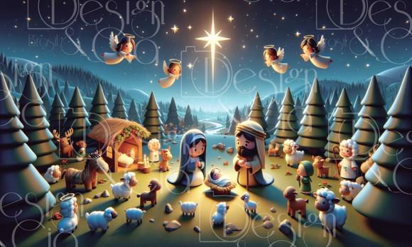 Painel Retangular Presépio Natal 2,5m x 1,5m