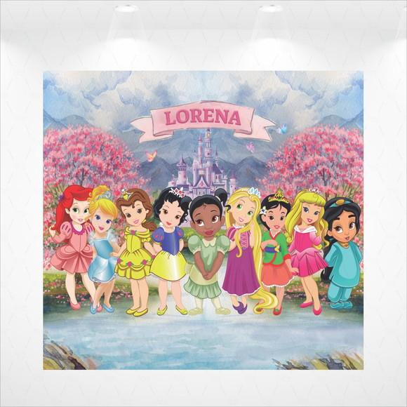 Painel Retangular Princesas com Nome 3x2,8m