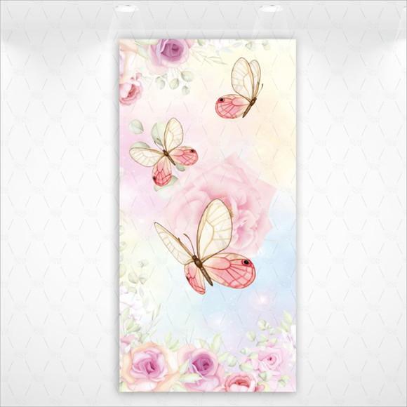 Painel Retangular Vestfácil Floral Borboletas - 1m X2m