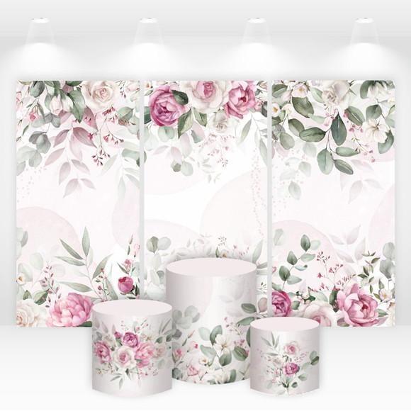 Trio de Capas de Painel e Cilindros Jardim Floral
