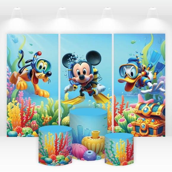 Trio de Capas de Painel e Cilindros Mickey Fundo do Mar