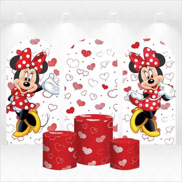 Trio de Capas de Painel e Cilindros Minnie Vermelha