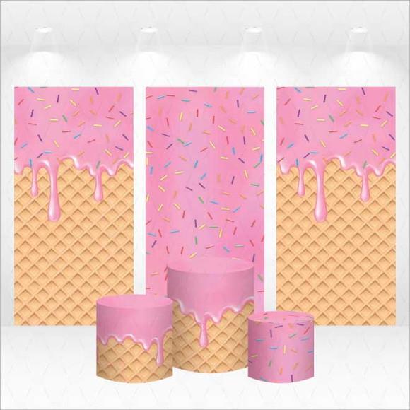 Trio de Capas de Painel e Cilindros Sorvete