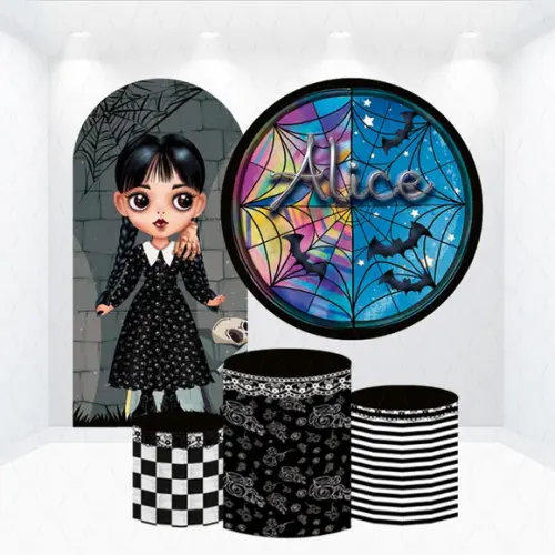 Conjunto Capas Painel e Cilindros Wandinha com Nome