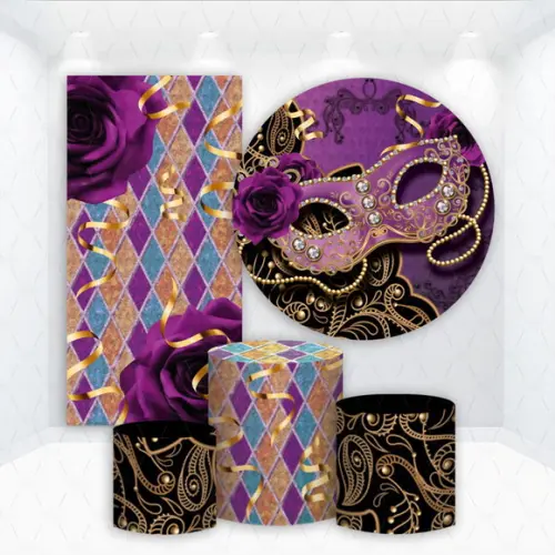 Conjunto de Capas de Painel e Cilindros Baile de Máscaras