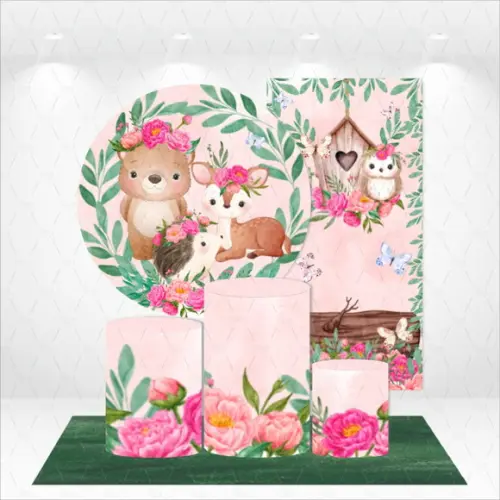 Conjunto De Capas De Painel E Cilindros Bosque Encantado
